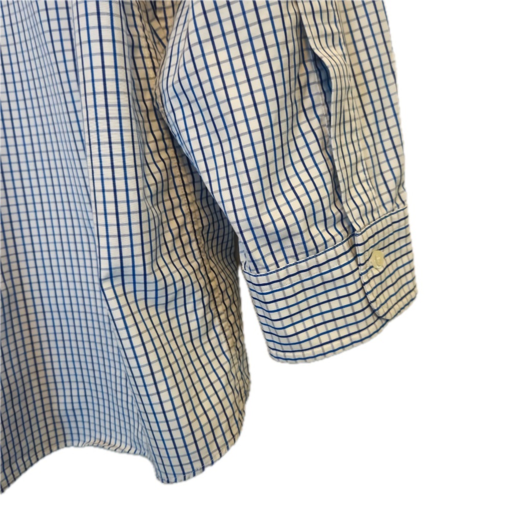 Brooks Brothers Shirt Mens 17 32/33 Blue Check Point Collar Supima Cotton - Picture 6 of 7